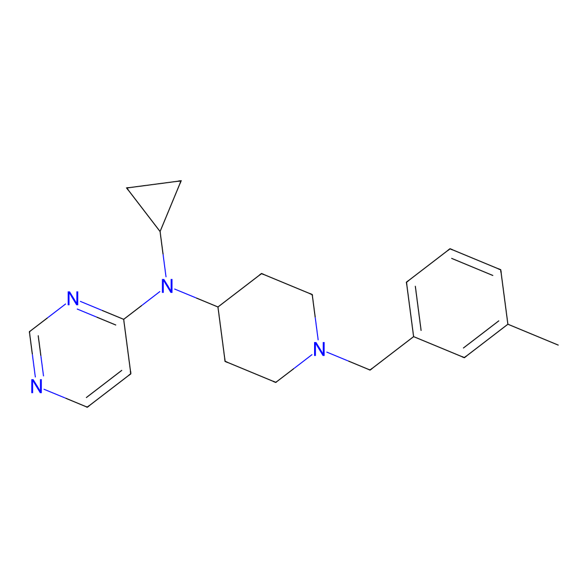 N-cyclopropyl-N-{1-[(3-methylphenyl)methyl]piperidin-4-yl}pyrimidin-4-amine molecular structure, CAS 2877717-90-1
