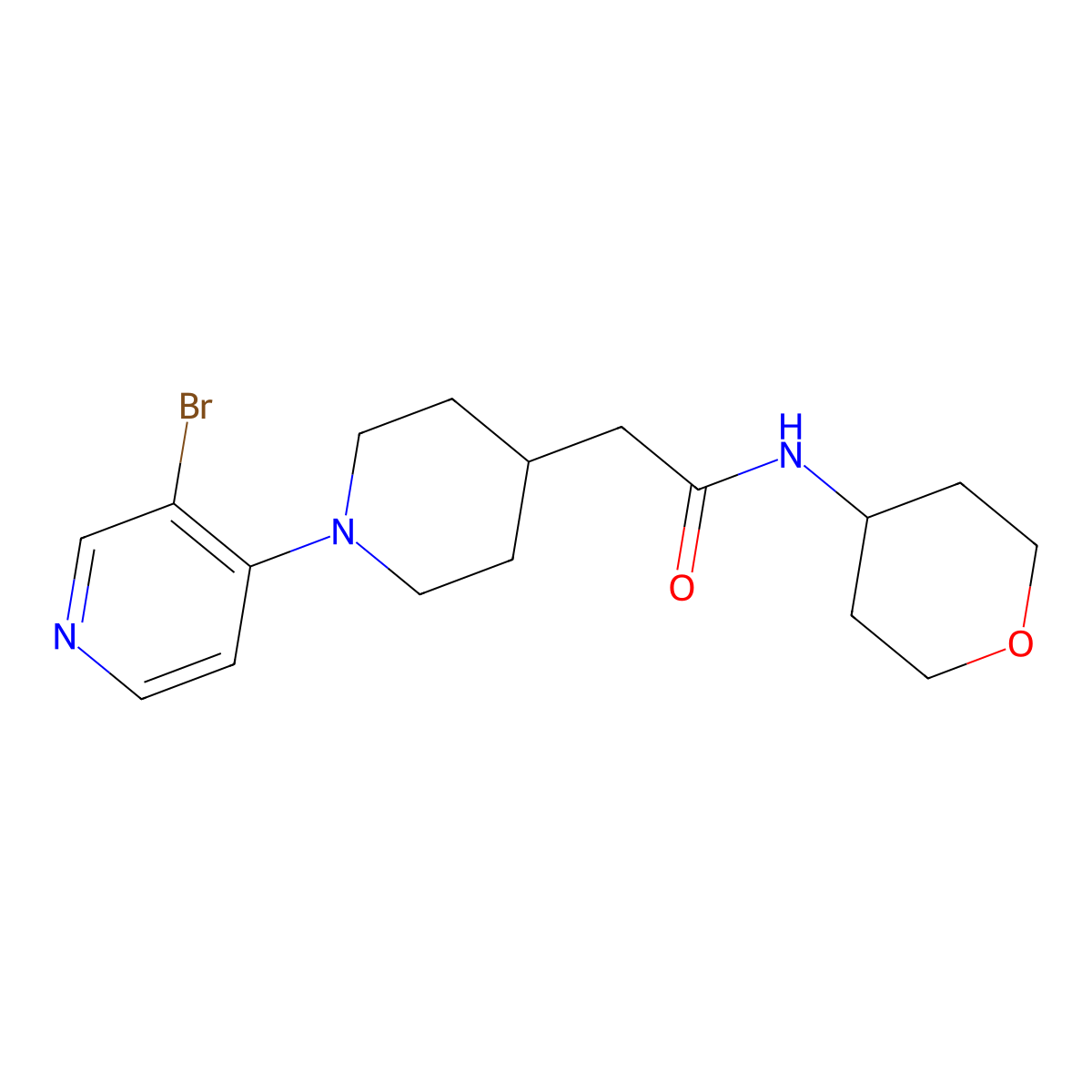 2-[1-(3-bromopyridin-4-yl)piperidin-4-yl]-N-(oxan-4-yl)acetamide molecular structure, CAS 2877717-94-5