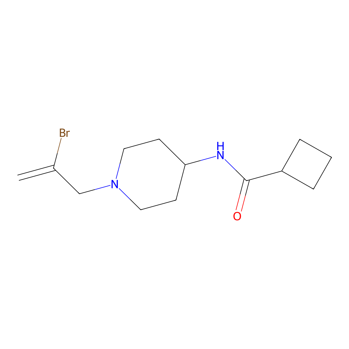 N-[1-(2-bromoprop-2-en-1-yl)piperidin-4-yl]cyclobutanecarboxamide molecular structure, CAS 2877717-97-8