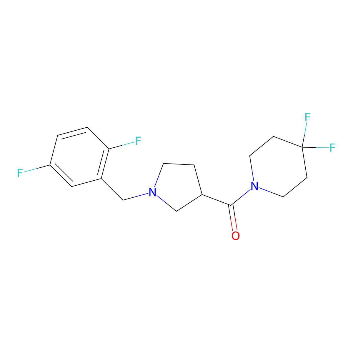1-{1-[(2,5-Difluorophenyl)methyl]pyrrolidine-3-carbonyl}-4,4-difluoropiperidine molecular structure, CAS 2877718-05-1