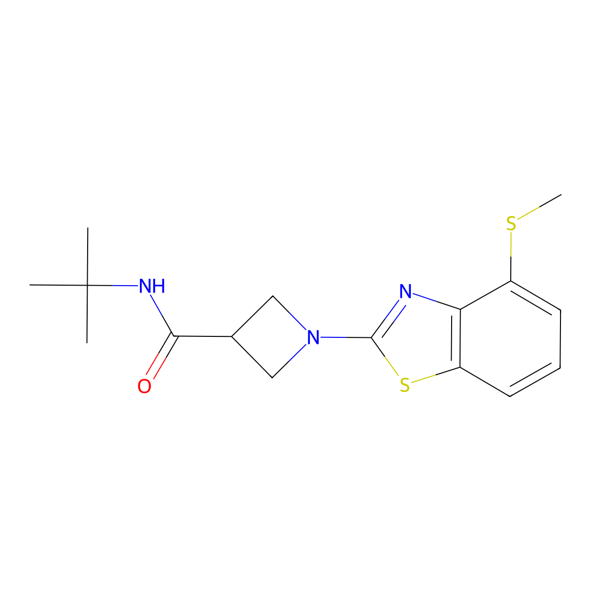 N-tert-butyl-1-[4-(methylsulfanyl)-1,3-benzothiazol-2-yl]azetidine-3-carboxamide molecular structure, CAS 2877718-06-2