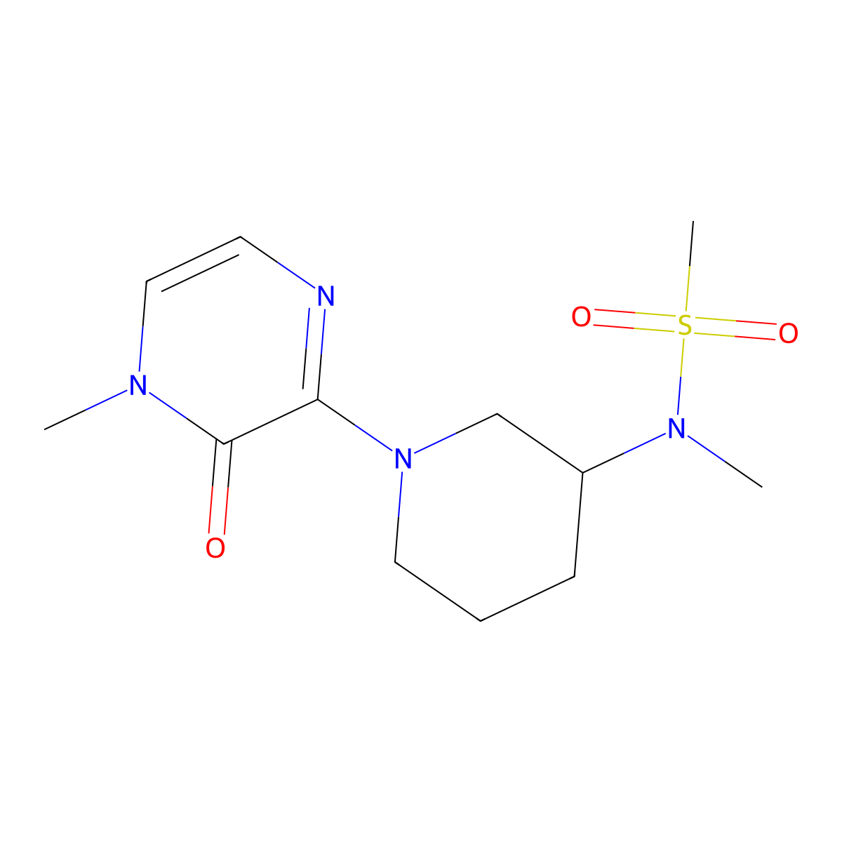 N-methyl-N-[1-(4-methyl-3-oxo-3,4-dihydropyrazin-2-yl)piperidin-3-yl]methanesulfonamide molecular structure, CAS 2877718-12-0
