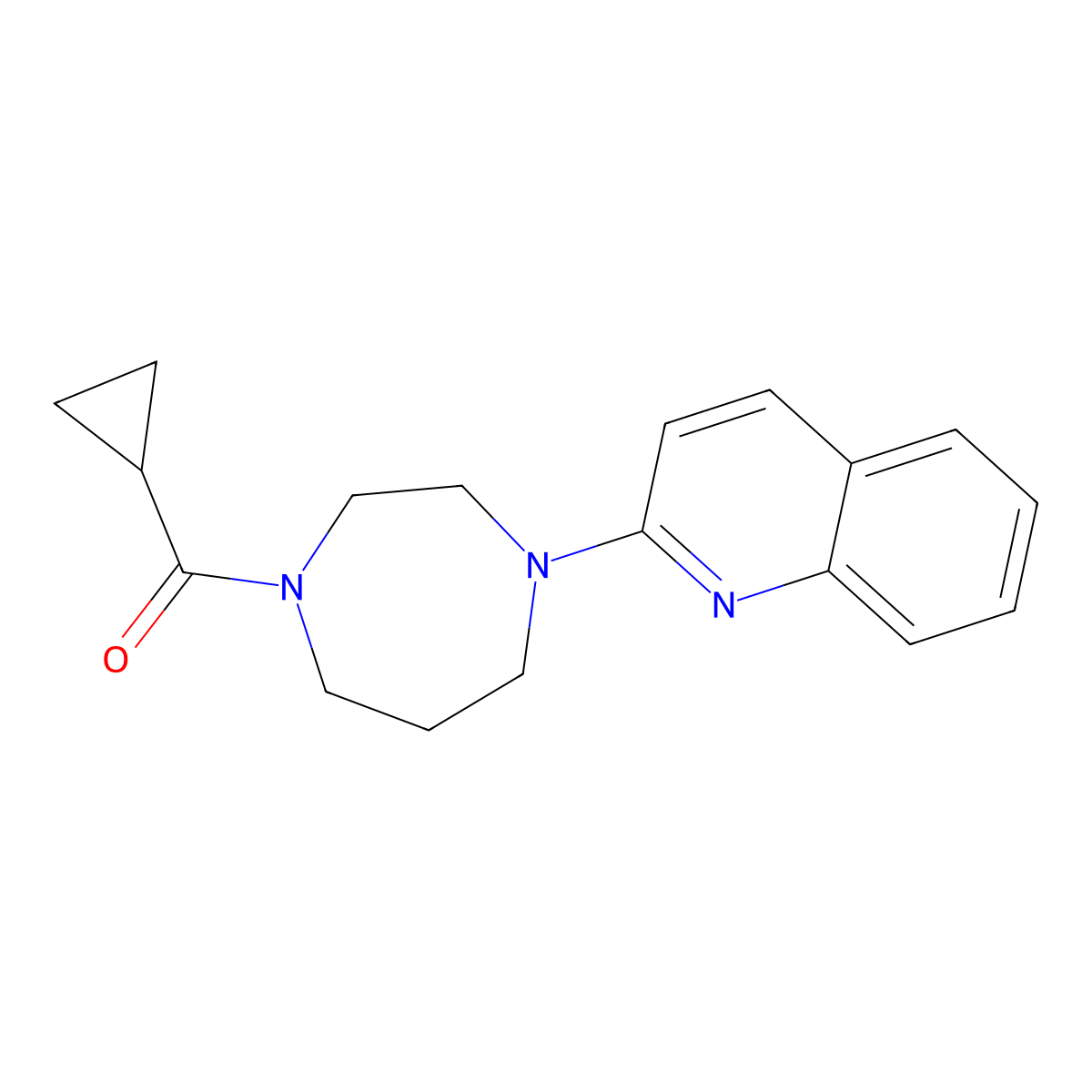 2-(4-Cyclopropanecarbonyl-1,4-diazepan-1-yl)quinoline molecular structure, CAS 2877718-13-1