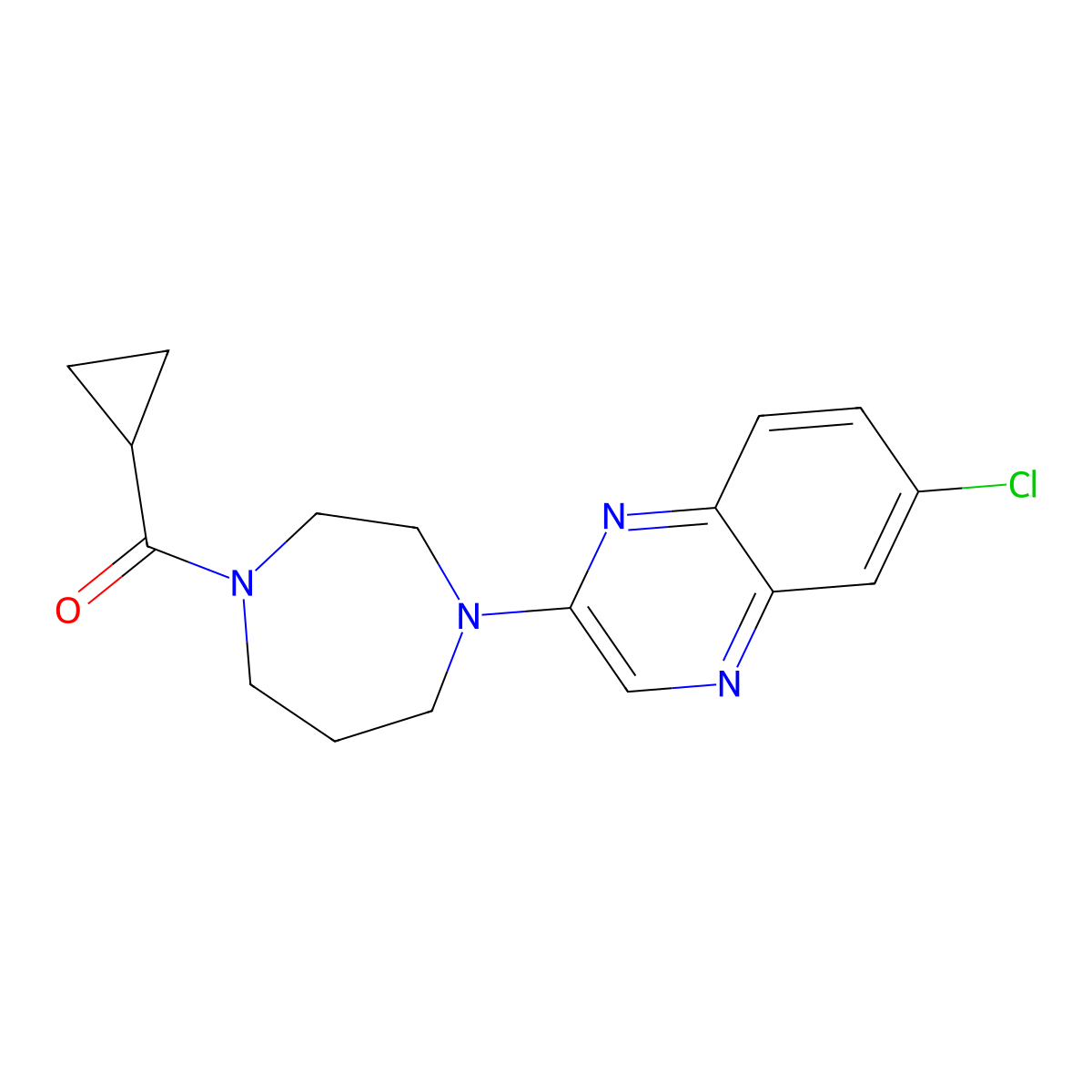 6-Chloro-2-(4-cyclopropanecarbonyl-1,4-diazepan-1-yl)quinoxaline molecular structure, CAS 2877718-21-1