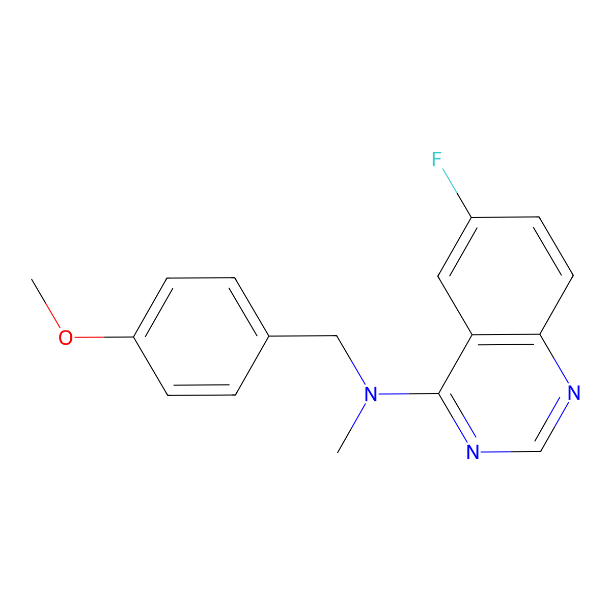 6-fluoro-N-[(4-methoxyphenyl)methyl]-N-methylquinazolin-4-amine molecular structure, CAS 2877718-23-3