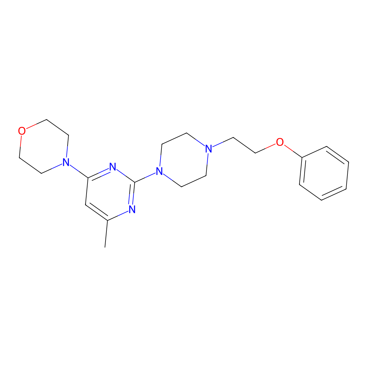 4-{6-Methyl-2-[4-(2-phenoxyethyl)piperazin-1-yl]pyrimidin-4-yl}morpholine molecular structure, CAS 2877718-25-5