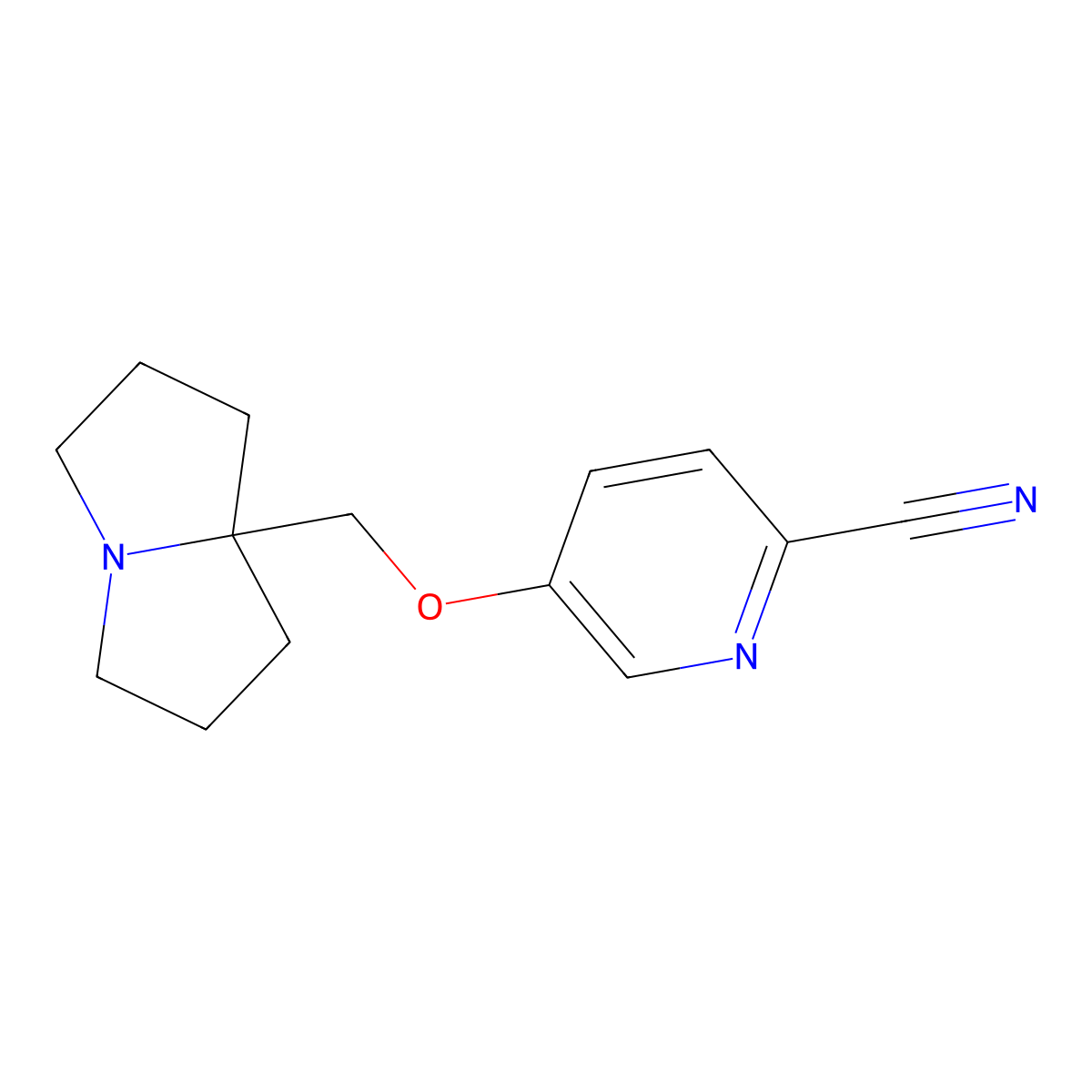 5-[(hexahydro-1H-pyrrolizin-7a-yl)methoxy]pyridine-2-carbonitrile molecular structure, CAS 2877718-27-7