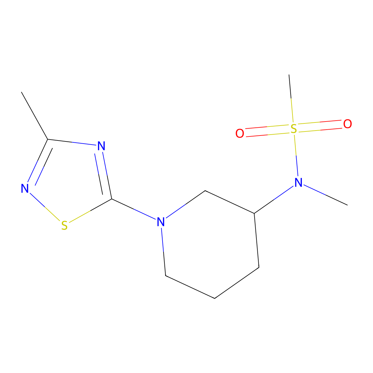 N-methyl-N-[1-(3-methyl-1,2,4-thiadiazol-5-yl)piperidin-3-yl]methanesulfonamide molecular structure, CAS 2877718-28-8
