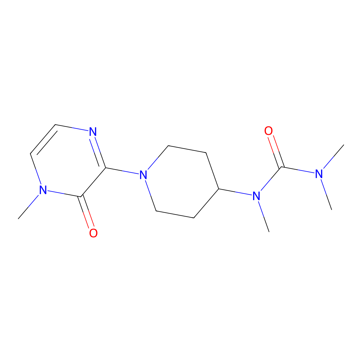 1,3,3-Trimethyl-1-[1-(4-methyl-3-oxo-3,4-dihydropyrazin-2-yl)piperidin-4-yl]urea molecular structure, CAS 2877718-29-9