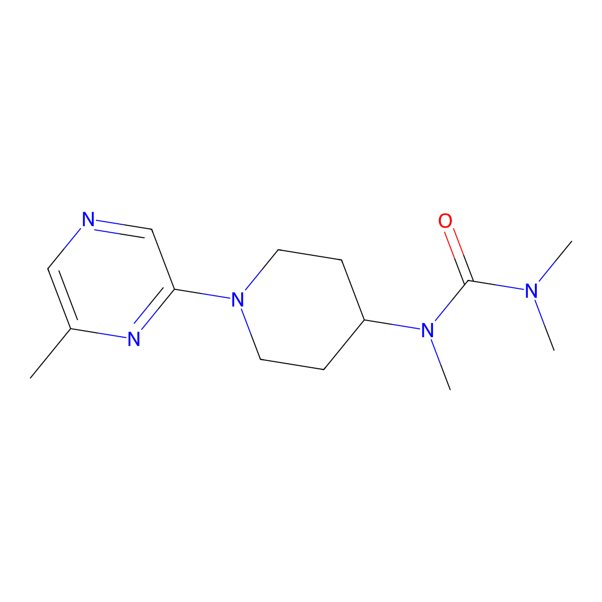 1,3,3-Trimethyl-1-[1-(6-methylpyrazin-2-yl)piperidin-4-yl]urea molecular structure, CAS 2877718-36-8