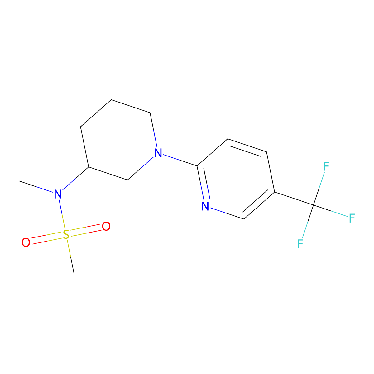 N-methyl-N-{1-[5-(trifluoromethyl)pyridin-2-yl]piperidin-3-yl}methanesulfonamide molecular structure, CAS 2877718-45-9