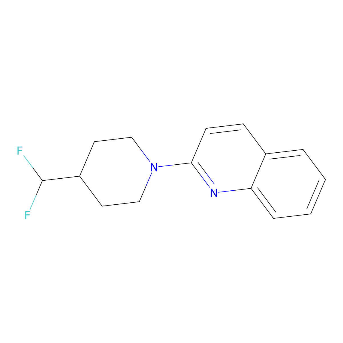 2-[4-(Difluoromethyl)piperidin-1-yl]quinoline molecular structure, CAS 2877718-46-0