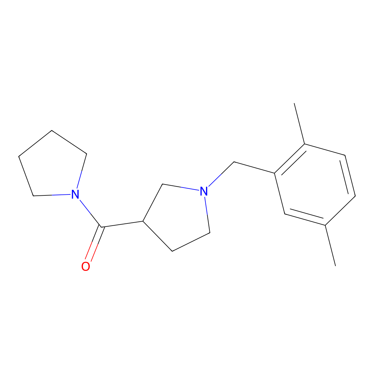 1-[(2,5-Dimethylphenyl)methyl]-3-(pyrrolidine-1-carbonyl)pyrrolidine molecular structure, CAS 2877718-47-1