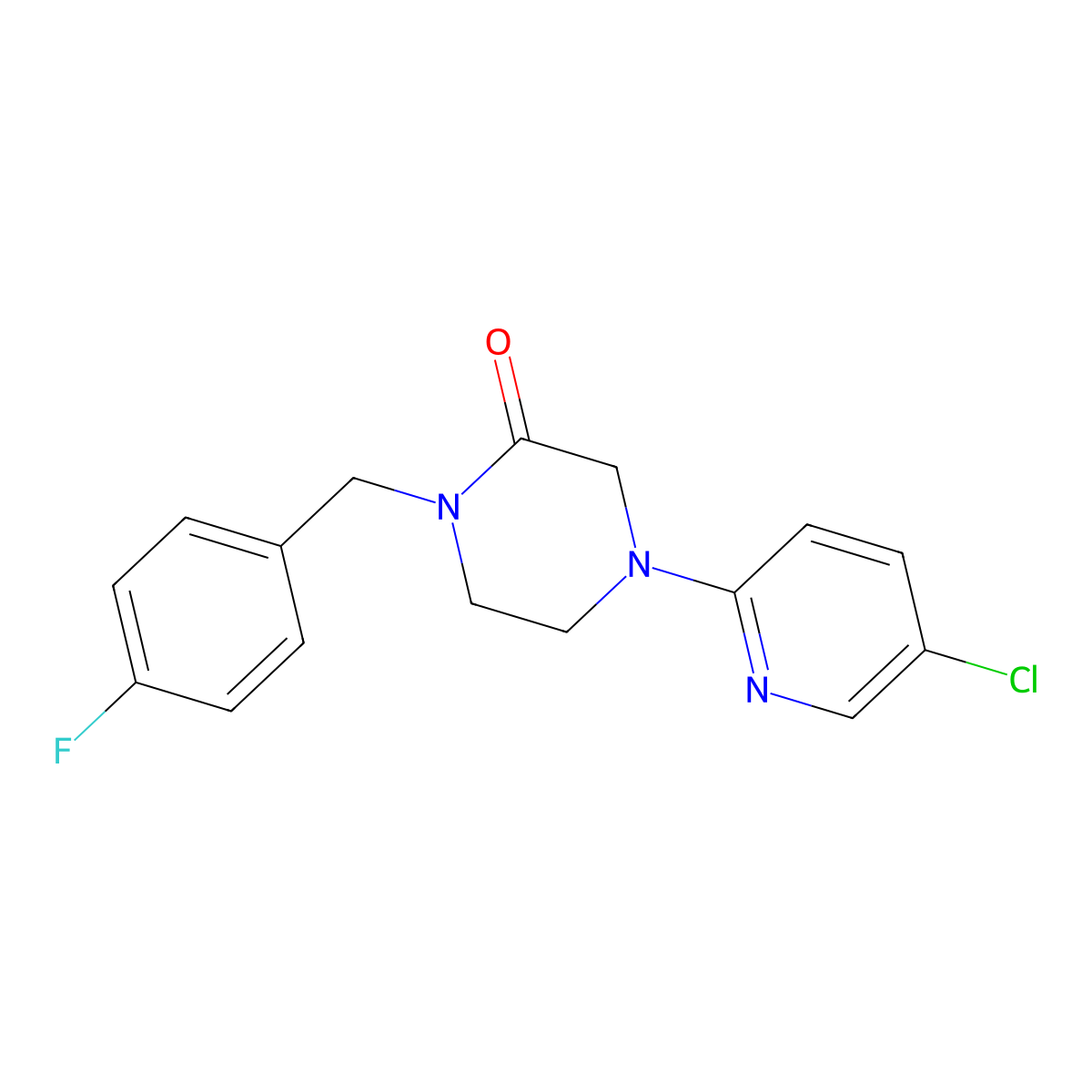 4-(5-Chloropyridin-2-yl)-1-[(4-fluorophenyl)methyl]piperazin-2-one molecular structure, CAS 2877718-54-0