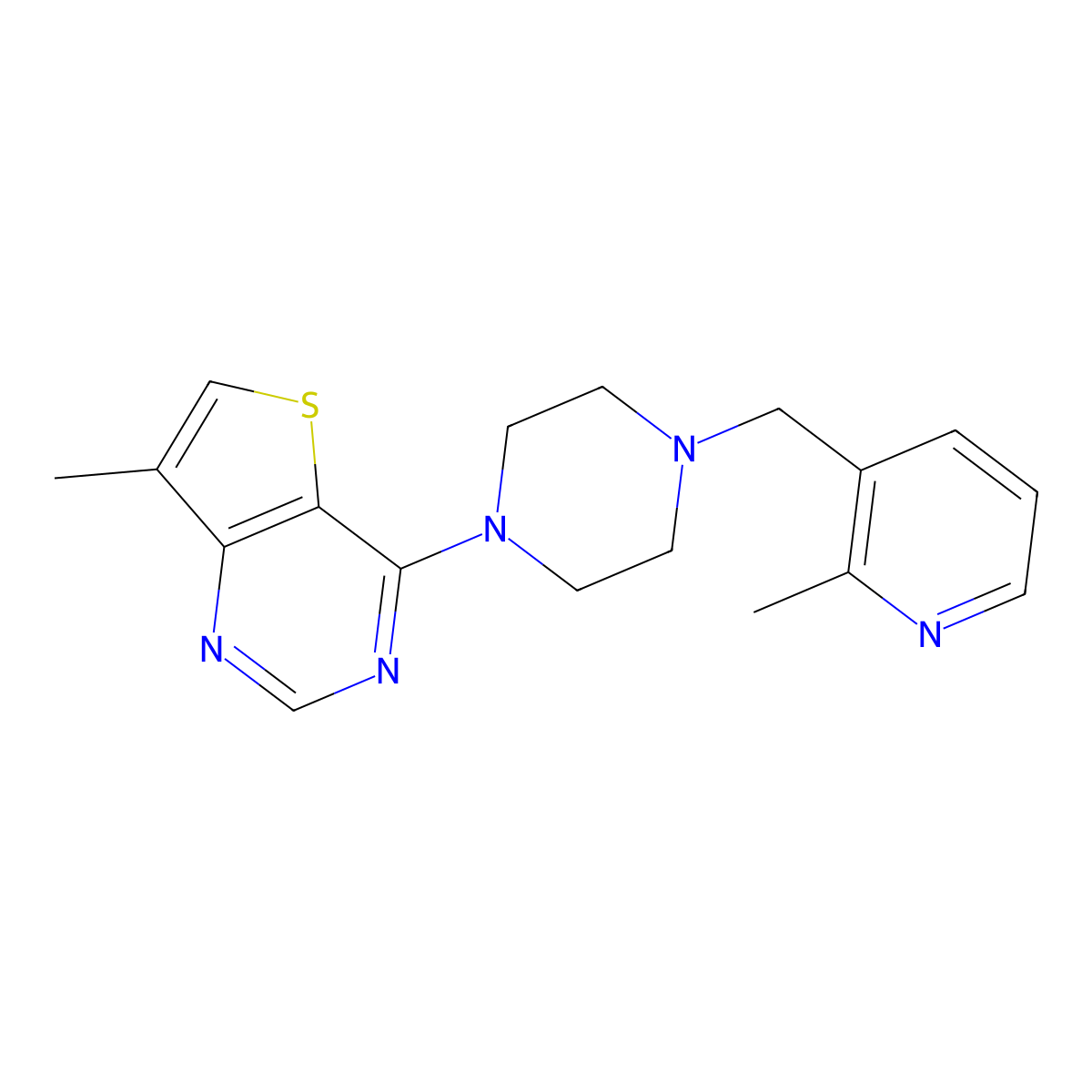 1-[(2-Methylpyridin-3-yl)methyl]-4-{7-methylthieno[3,2-d]pyrimidin-4-yl}piperazine molecular structure, CAS 2877718-57-3