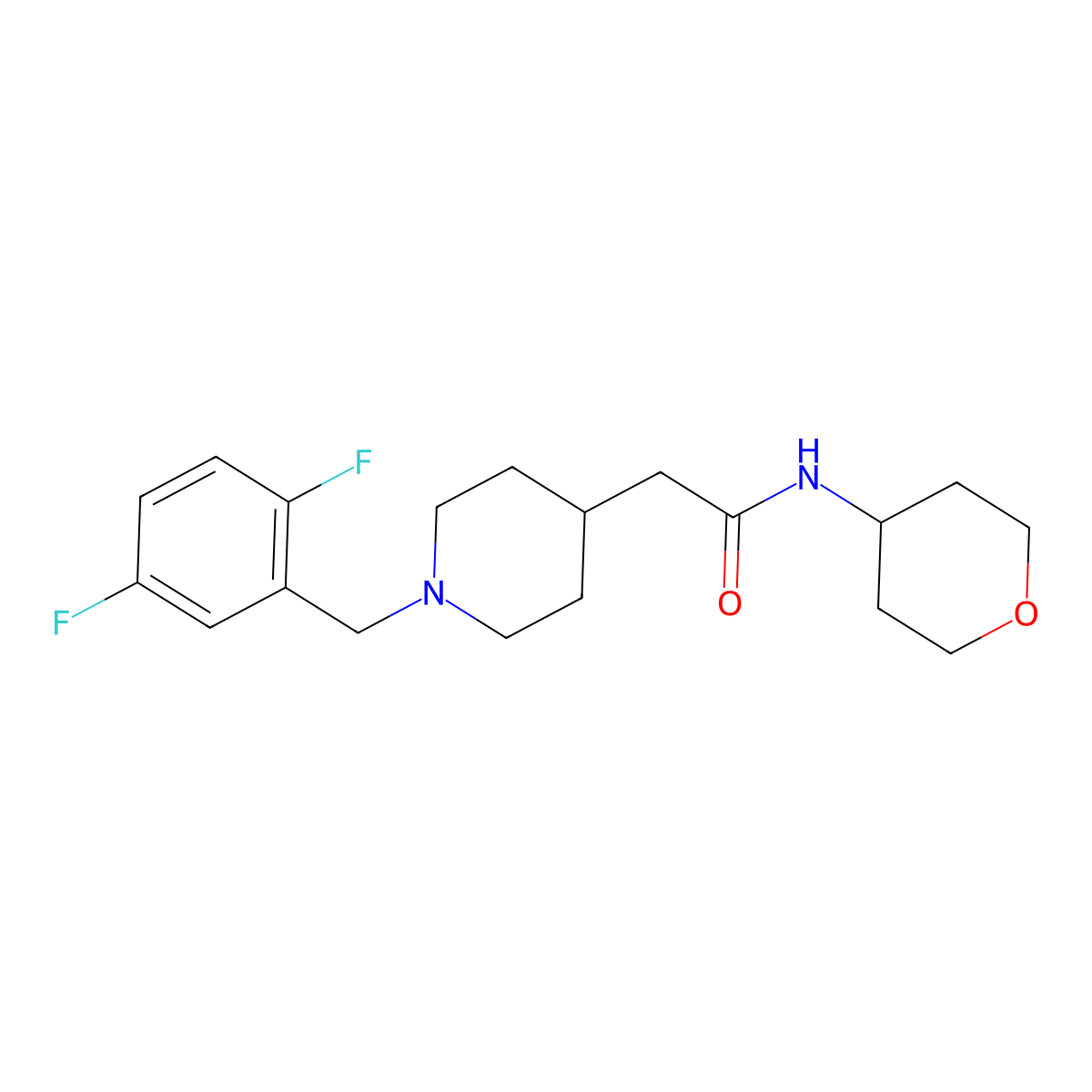 2-{1-[(2,5-difluorophenyl)methyl]piperidin-4-yl}-N-(oxan-4-yl)acetamide molecular structure, CAS 2877718-58-4