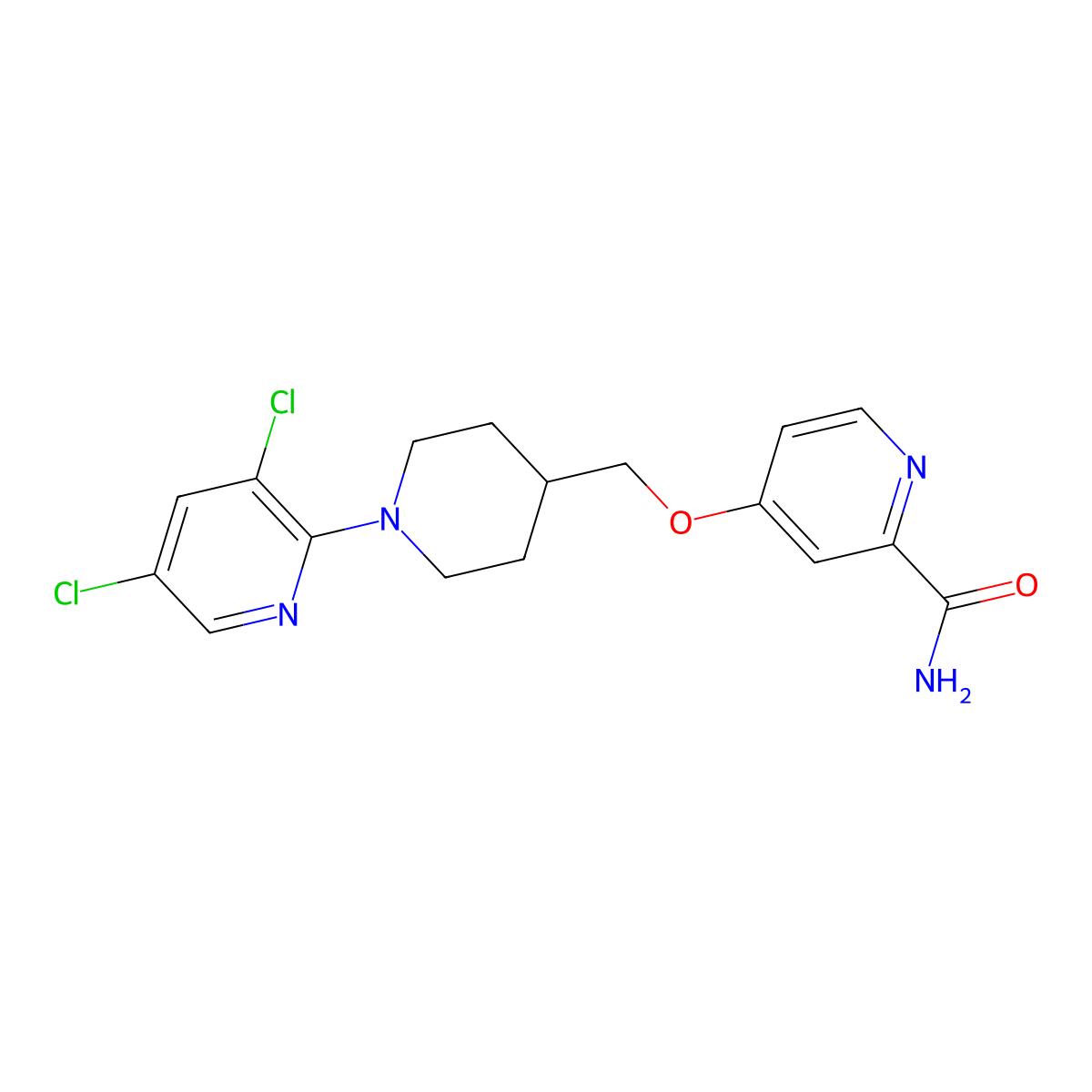 4-{[1-(3,5-Dichloropyridin-2-yl)piperidin-4-yl]methoxy}pyridine-2-carboxamide molecular structure, CAS 2877718-66-4