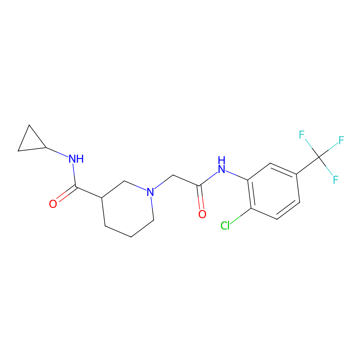 1-({[2-chloro-5-(trifluoromethyl)phenyl]carbamoyl}methyl)-N-cyclopropylpiperidine-3-carboxamide molecular structure, CAS 2877718-67-5