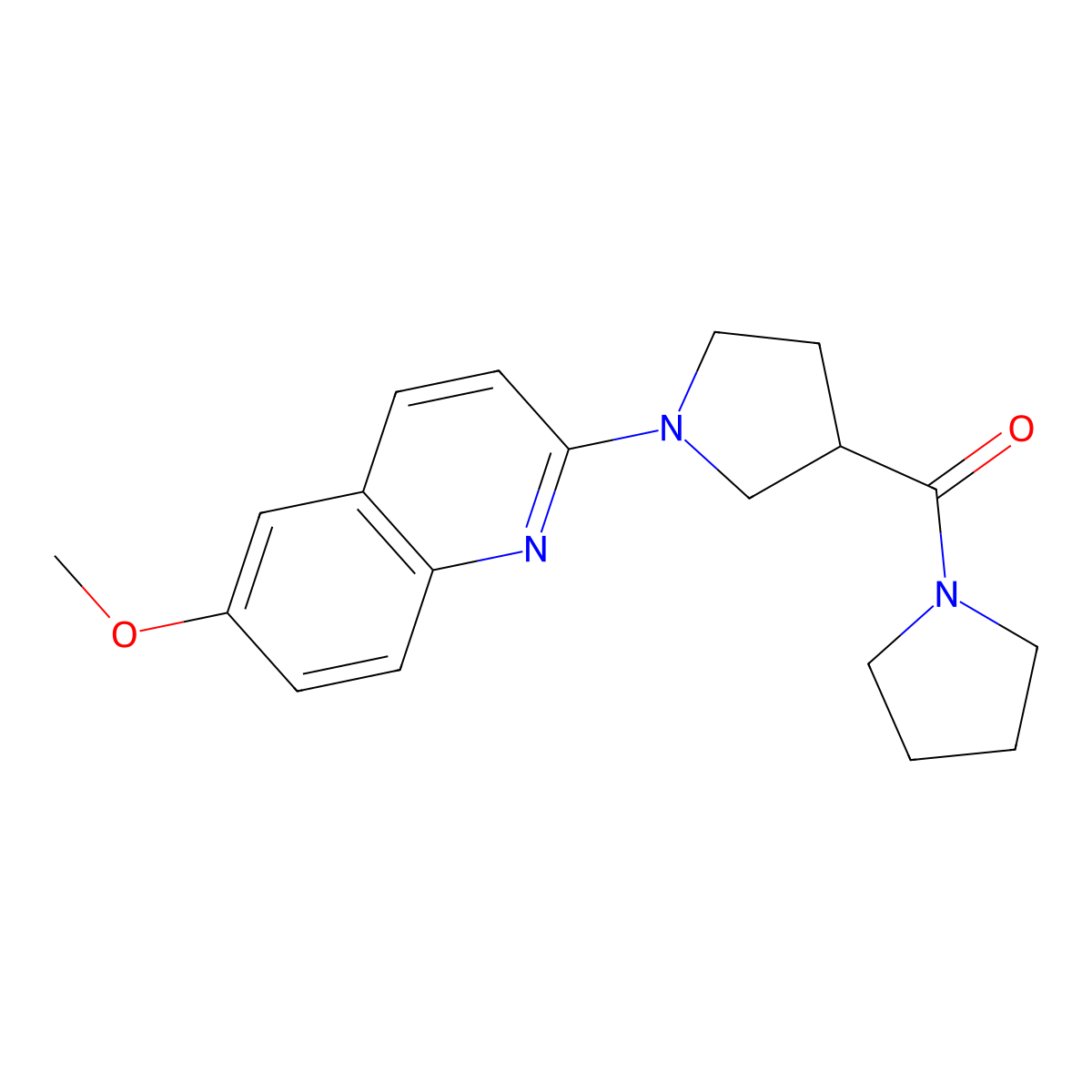 6-Methoxy-2-[3-(pyrrolidine-1-carbonyl)pyrrolidin-1-yl]quinoline molecular structure, CAS 2877718-73-3