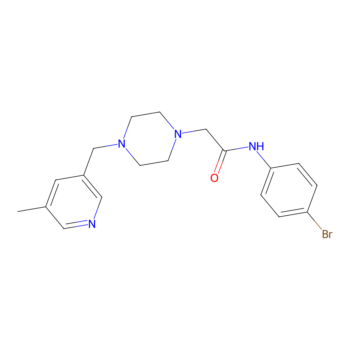 N-(4-bromophenyl)-2-{4-[(5-methylpyridin-3-yl)methyl]piperazin-1-yl}acetamide molecular structure, CAS 2877718-74-4