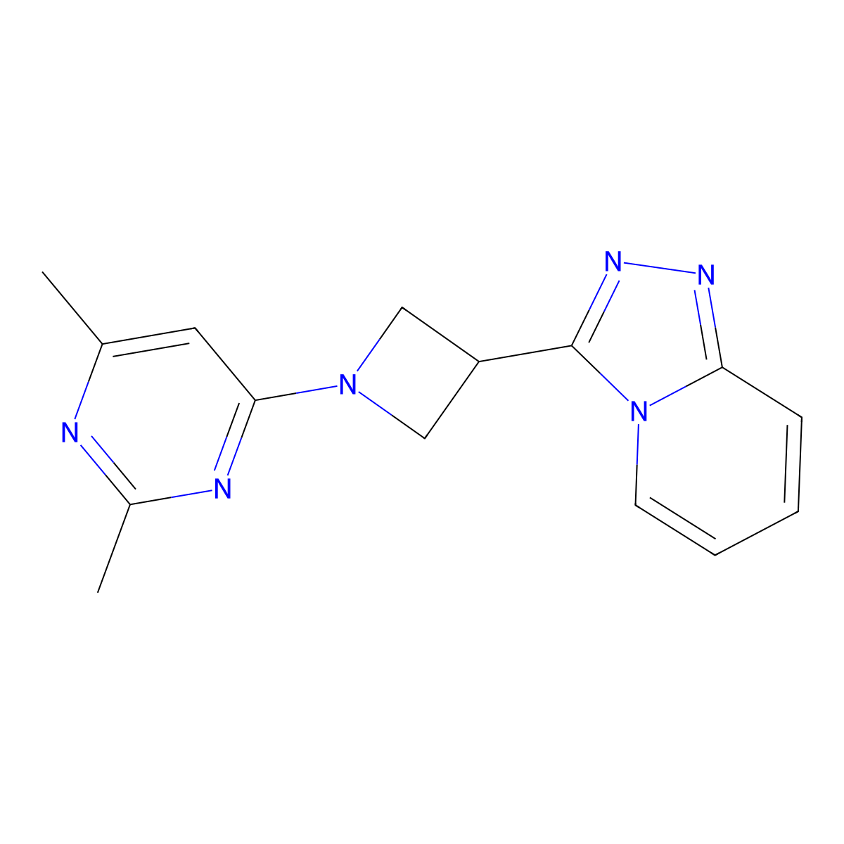 2,4-Dimethyl-6-(3-{[1,2,4]triazolo[4,3-a]pyridin-3-yl}azetidin-1-yl)pyrimidine molecular structure, CAS 2877718-75-5