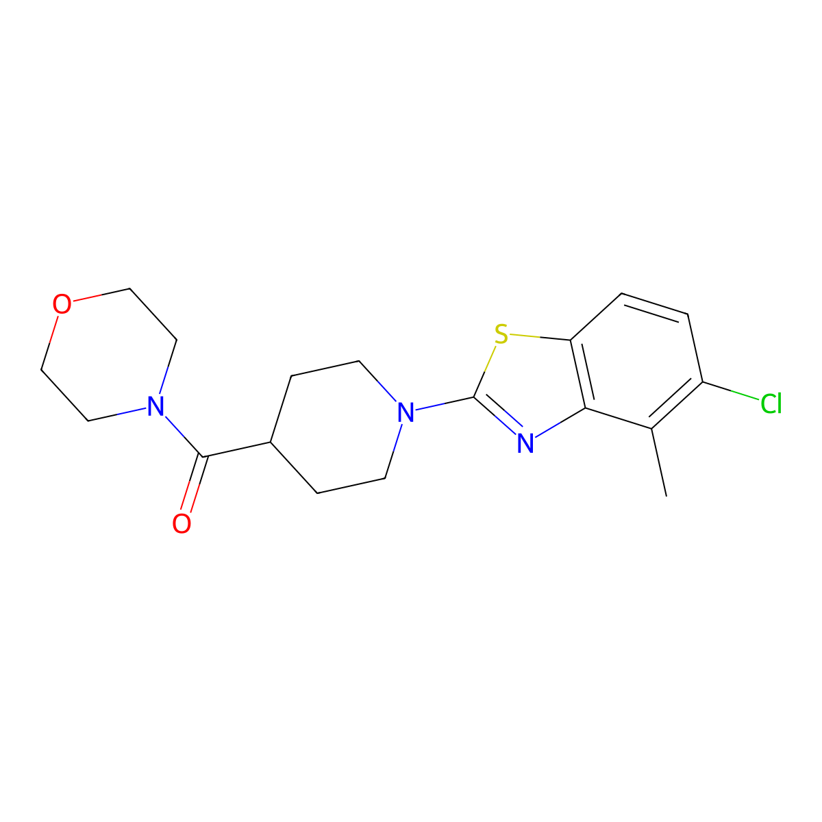 5-Chloro-4-methyl-2-[4-(morpholine-4-carbonyl)piperidin-1-yl]-1,3-benzothiazole molecular structure, CAS 2877718-78-8