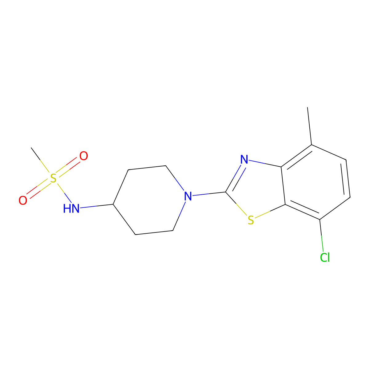 N-[1-(7-chloro-4-methyl-1,3-benzothiazol-2-yl)piperidin-4-yl]methanesulfonamide molecular structure, CAS 2877718-80-2