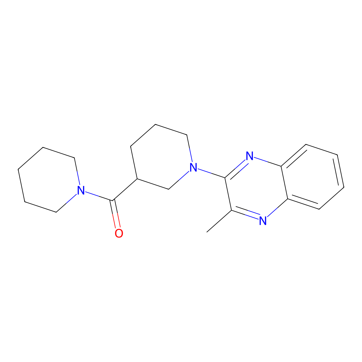 2-Methyl-3-[3-(piperidine-1-carbonyl)piperidin-1-yl]quinoxaline molecular structure, CAS 2877718-82-4