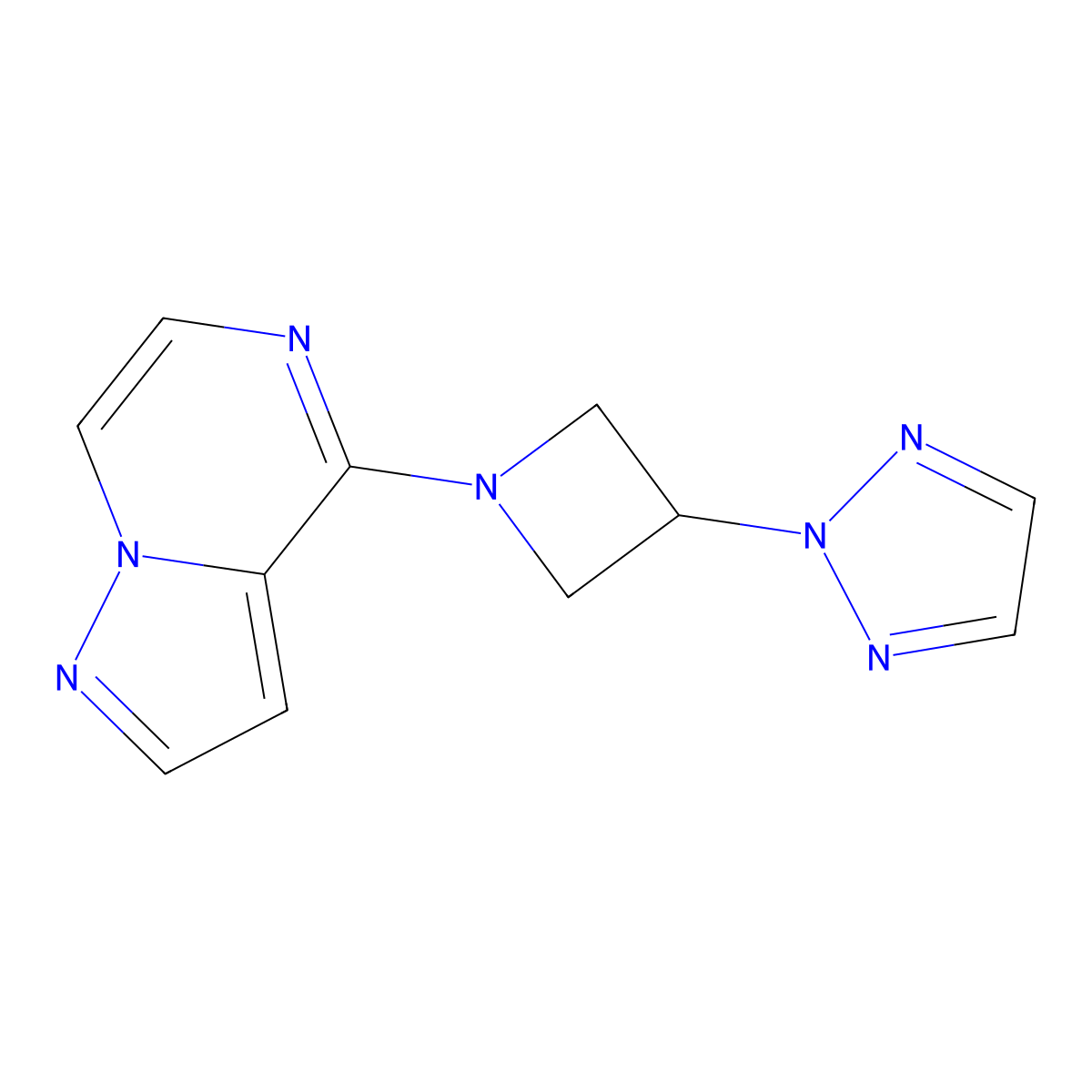 2-(1-{pyrazolo[1,5-a]pyrazin-4-yl}azetidin-3-yl)-2H-1,2,3-triazole molecular structure, CAS 2877718-85-7