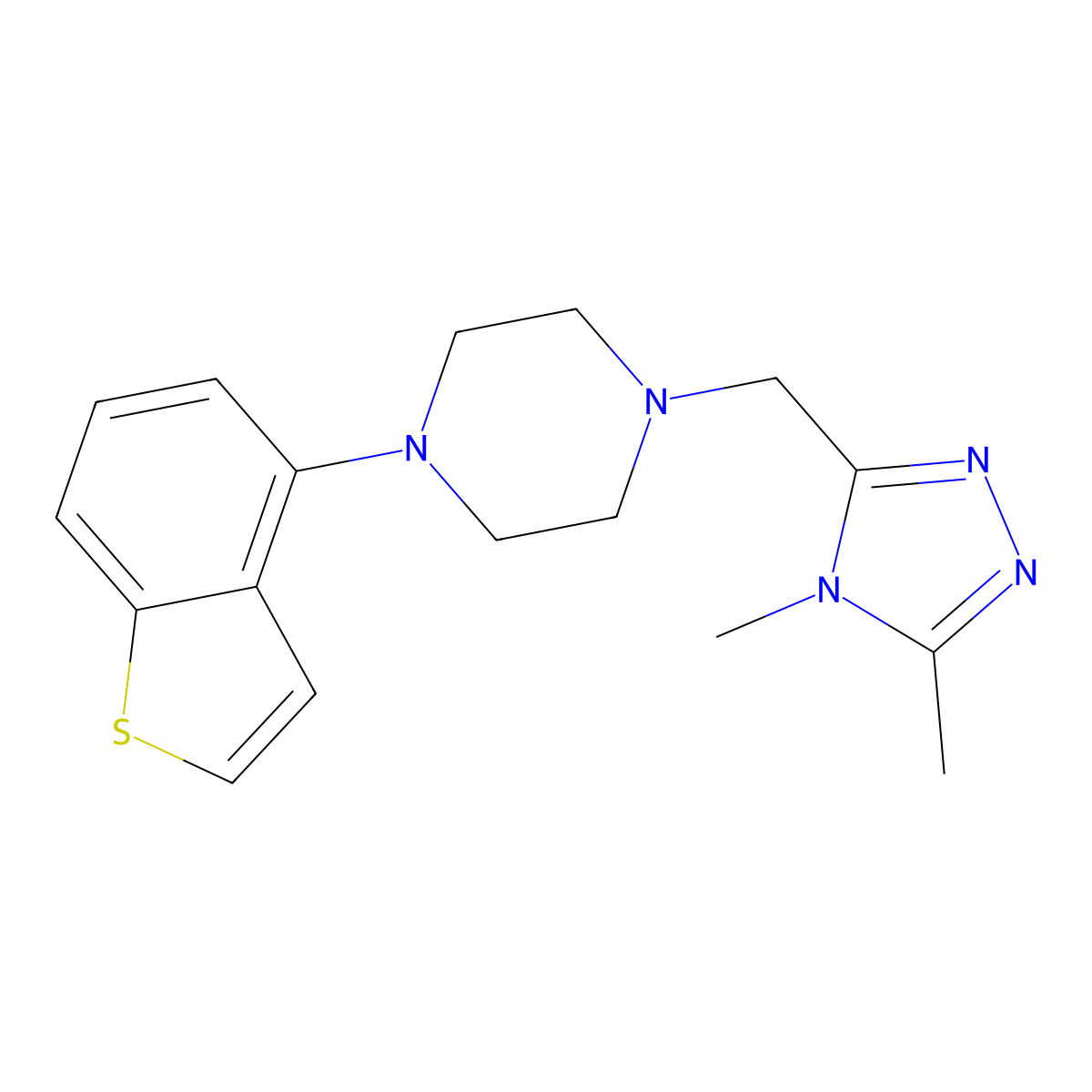 1-(1-benzothiophen-4-yl)-4-[(4,5-dimethyl-4H-1,2,4-triazol-3-yl)methyl]piperazine molecular structure, CAS 2877718-97-1