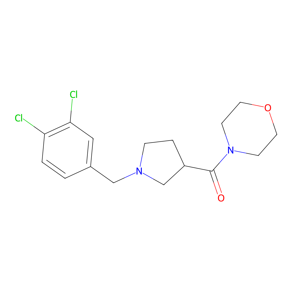 4-{1-[(3,4-Dichlorophenyl)methyl]pyrrolidine-3-carbonyl}morpholine molecular structure, CAS 2877718-99-3