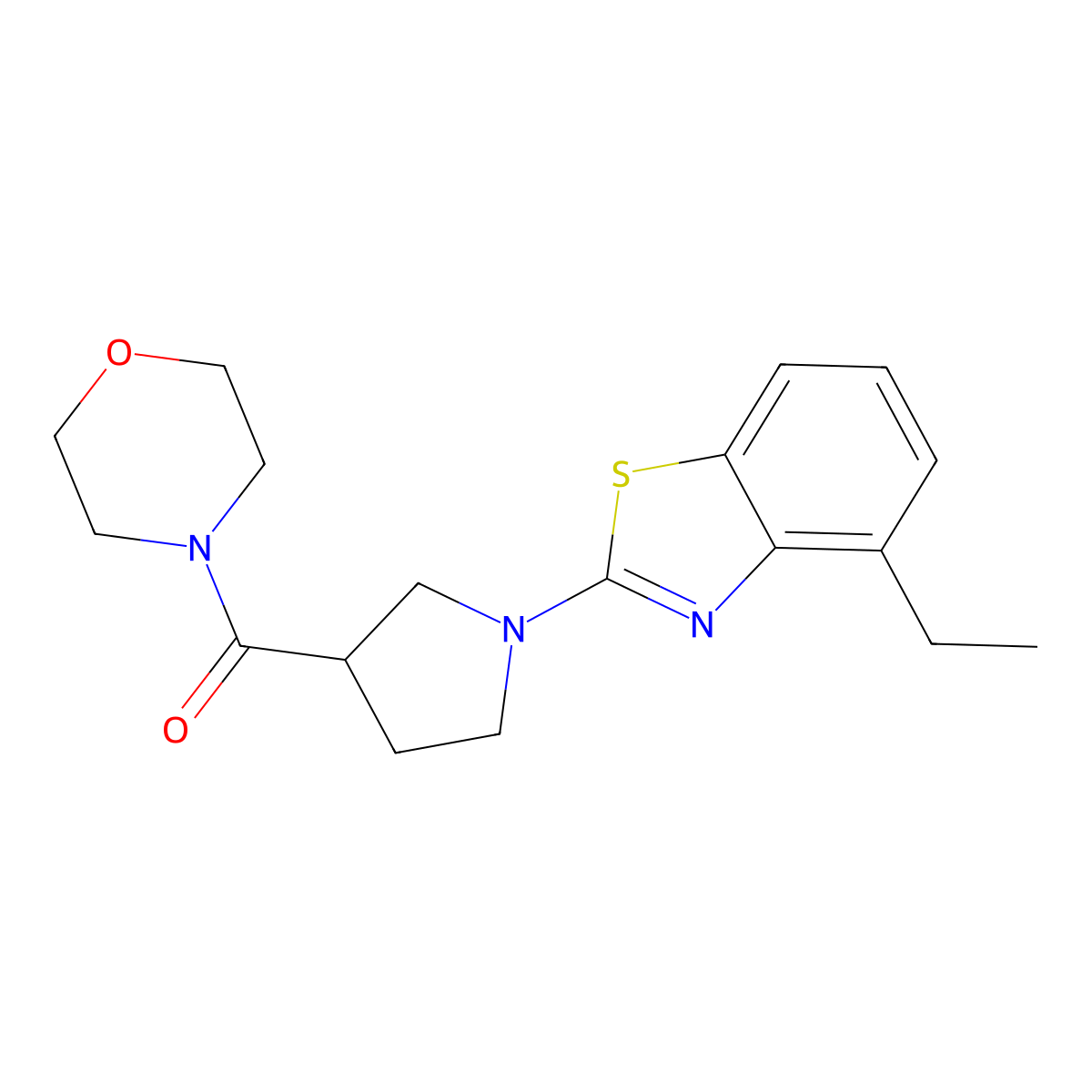4-Ethyl-2-[3-(morpholine-4-carbonyl)pyrrolidin-1-yl]-1,3-benzothiazole molecular structure, CAS 2877719-00-9