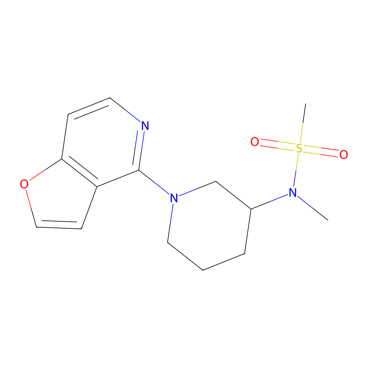 N-(1-{furo[3,2-c]pyridin-4-yl}piperidin-3-yl)-N-methylmethanesulfonamide molecular structure, CAS 2877719-13-4
