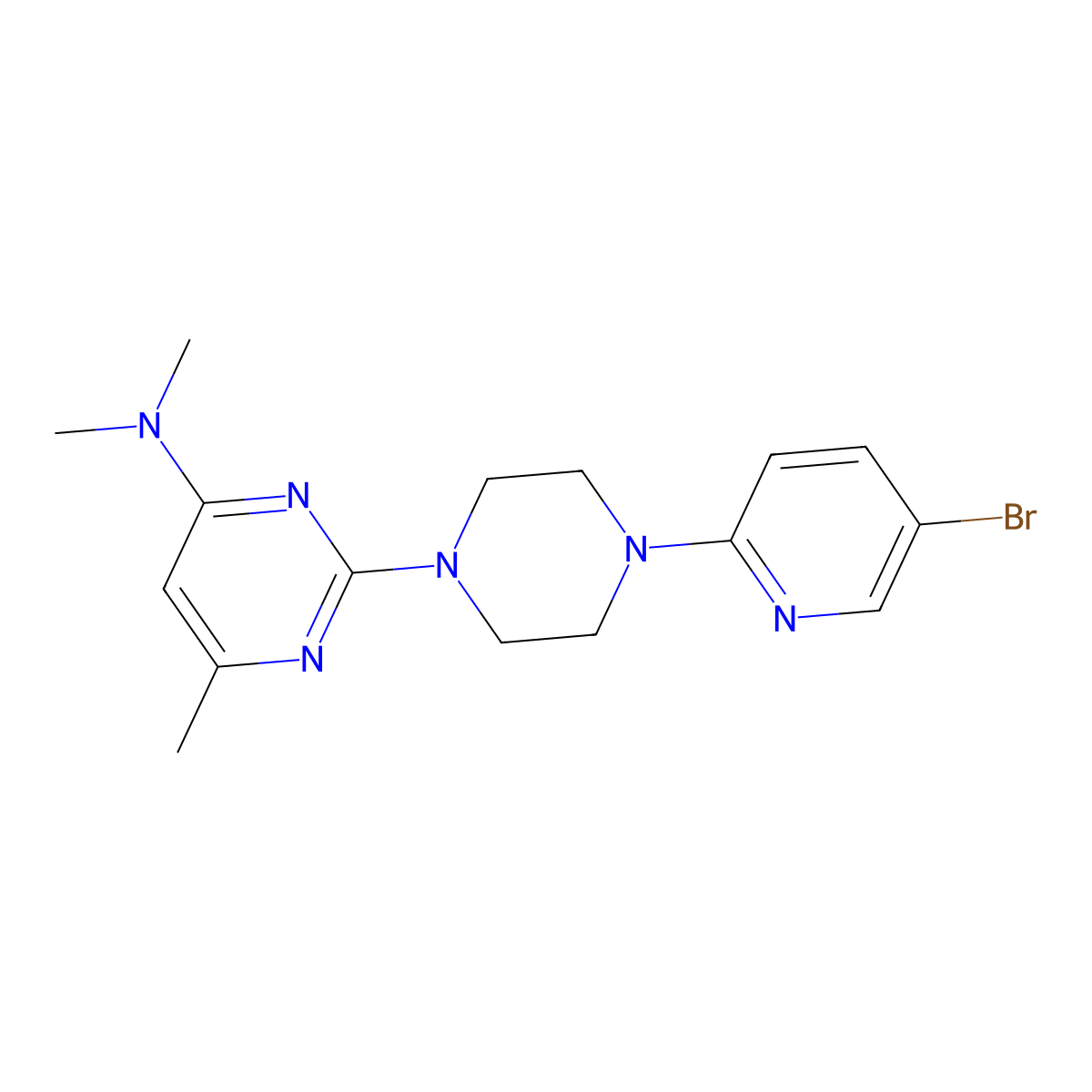 2-[4-(5-bromopyridin-2-yl)piperazin-1-yl]-N,N,6-trimethylpyrimidin-4-amine molecular structure, CAS 2877719-15-6