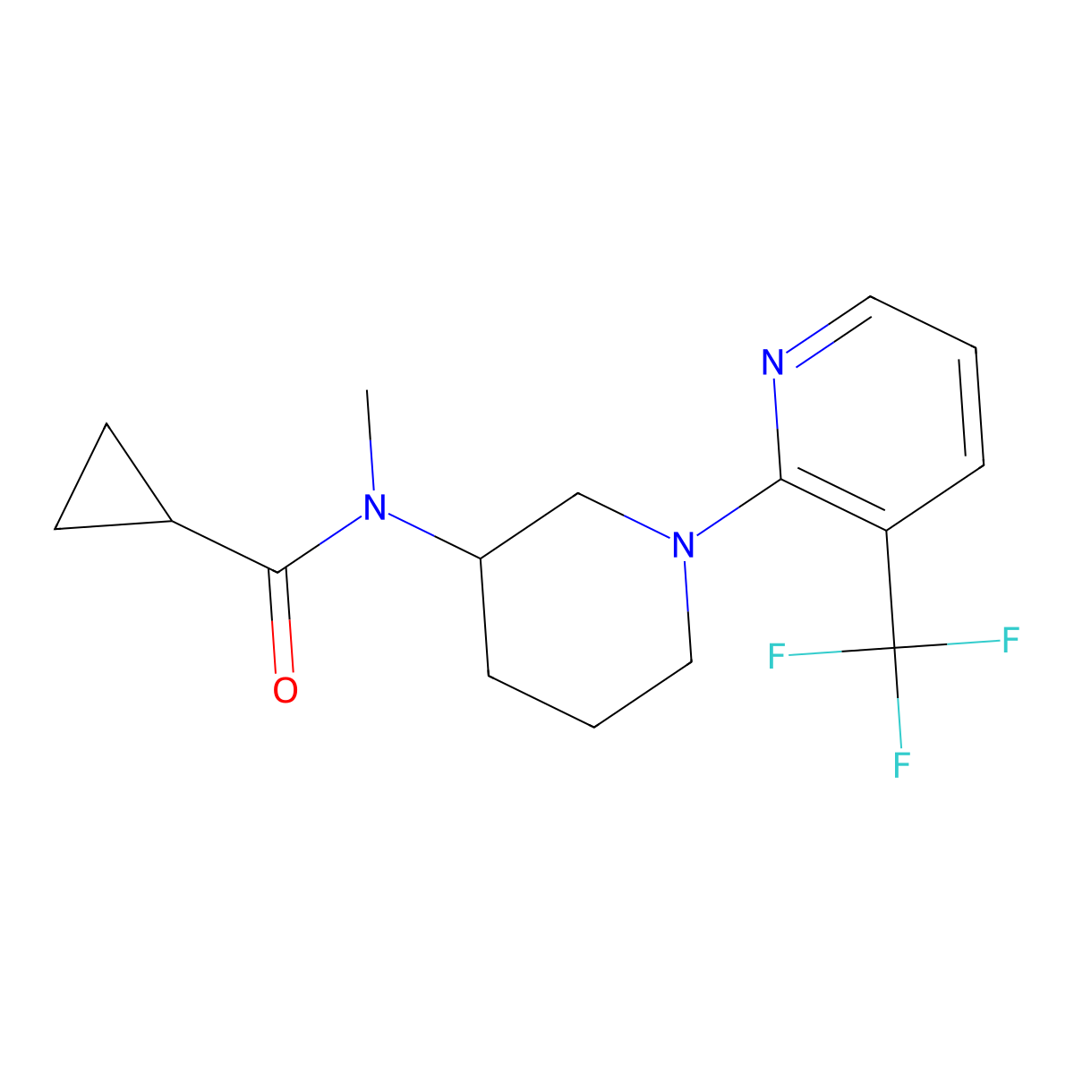 N-methyl-N-{1-[3-(trifluoromethyl)pyridin-2-yl]piperidin-3-yl}cyclopropanecarboxamide molecular structure, CAS 2877719-23-6