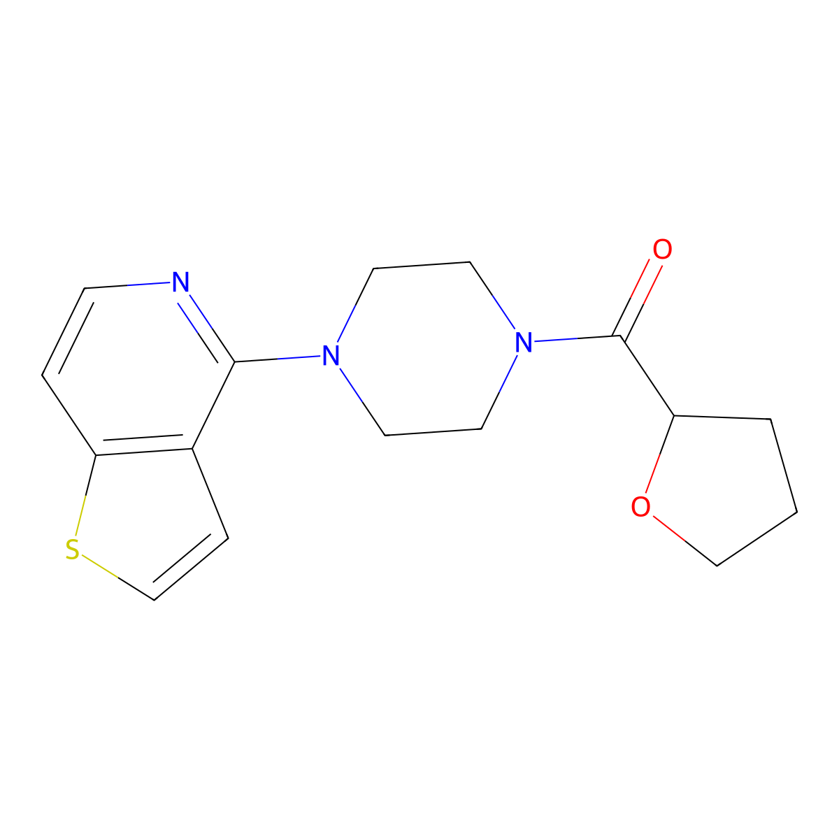 1-(Oxolane-2-carbonyl)-4-{thieno[3,2-c]pyridin-4-yl}piperazine molecular structure, CAS 2877719-25-8