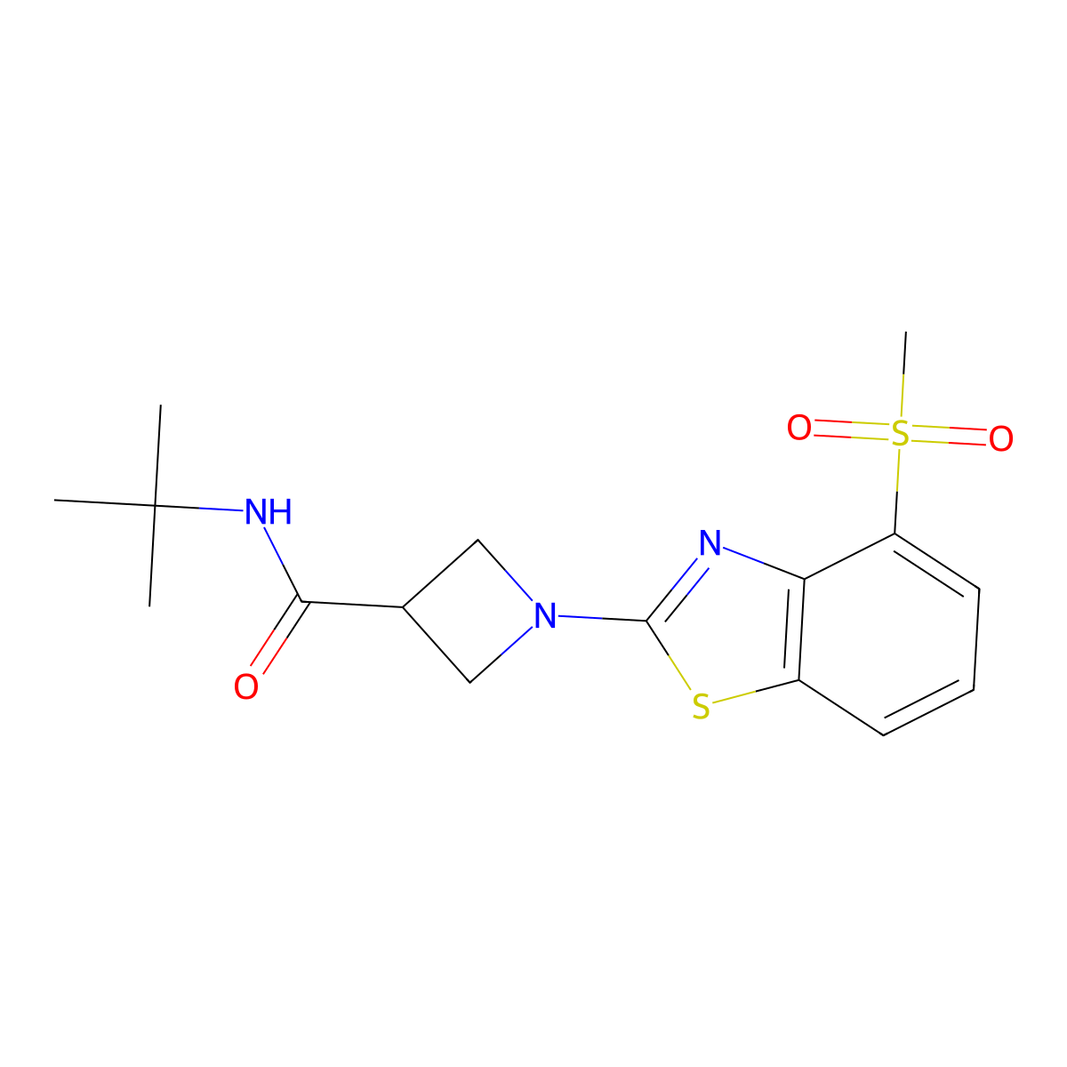 N-tert-butyl-1-(4-methanesulfonyl-1,3-benzothiazol-2-yl)azetidine-3-carboxamide molecular structure, CAS 2877719-26-9