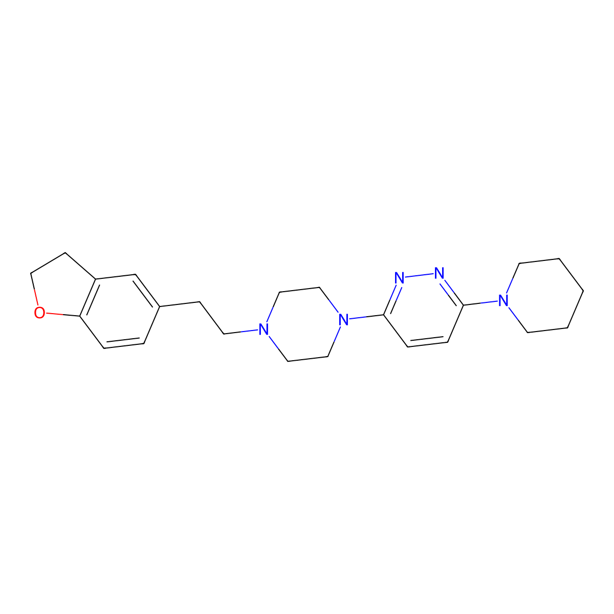 3-{4-[2-(2,3-Dihydro-1-benzofuran-5-yl)ethyl]piperazin-1-yl}-6-(piperidin-1-yl)pyridazine molecular structure, CAS 2877719-30-5