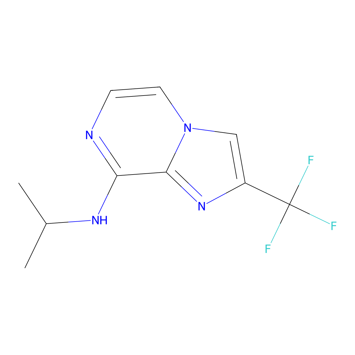 N-(propan-2-yl)-2-(trifluoromethyl)imidazo[1,2-a]pyrazin-8-amine molecular structure, CAS 2877719-33-8