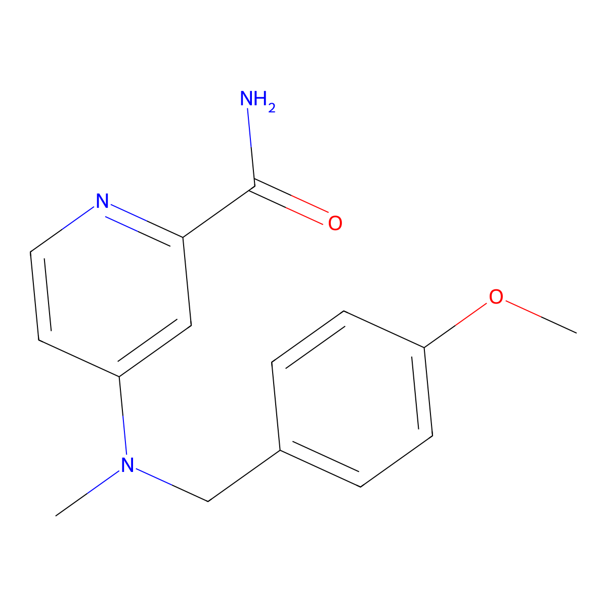 4-[(4-Methoxyphenyl)methyl-methylamino]pyridine-2-carboxamide molecular structure, CAS 2877719-40-7