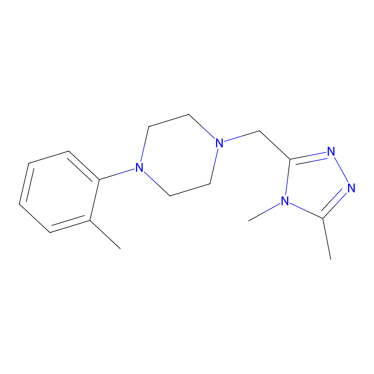 1-[(4,5-dimethyl-4H-1,2,4-triazol-3-yl)methyl]-4-(2-methylphenyl)piperazine molecular structure, CAS 2877719-53-2
