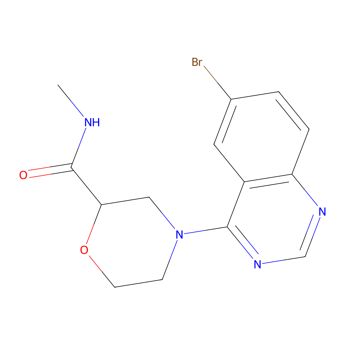 4-(6-bromoquinazolin-4-yl)-N-methylmorpholine-2-carboxamide molecular structure, CAS 2877719-56-5
