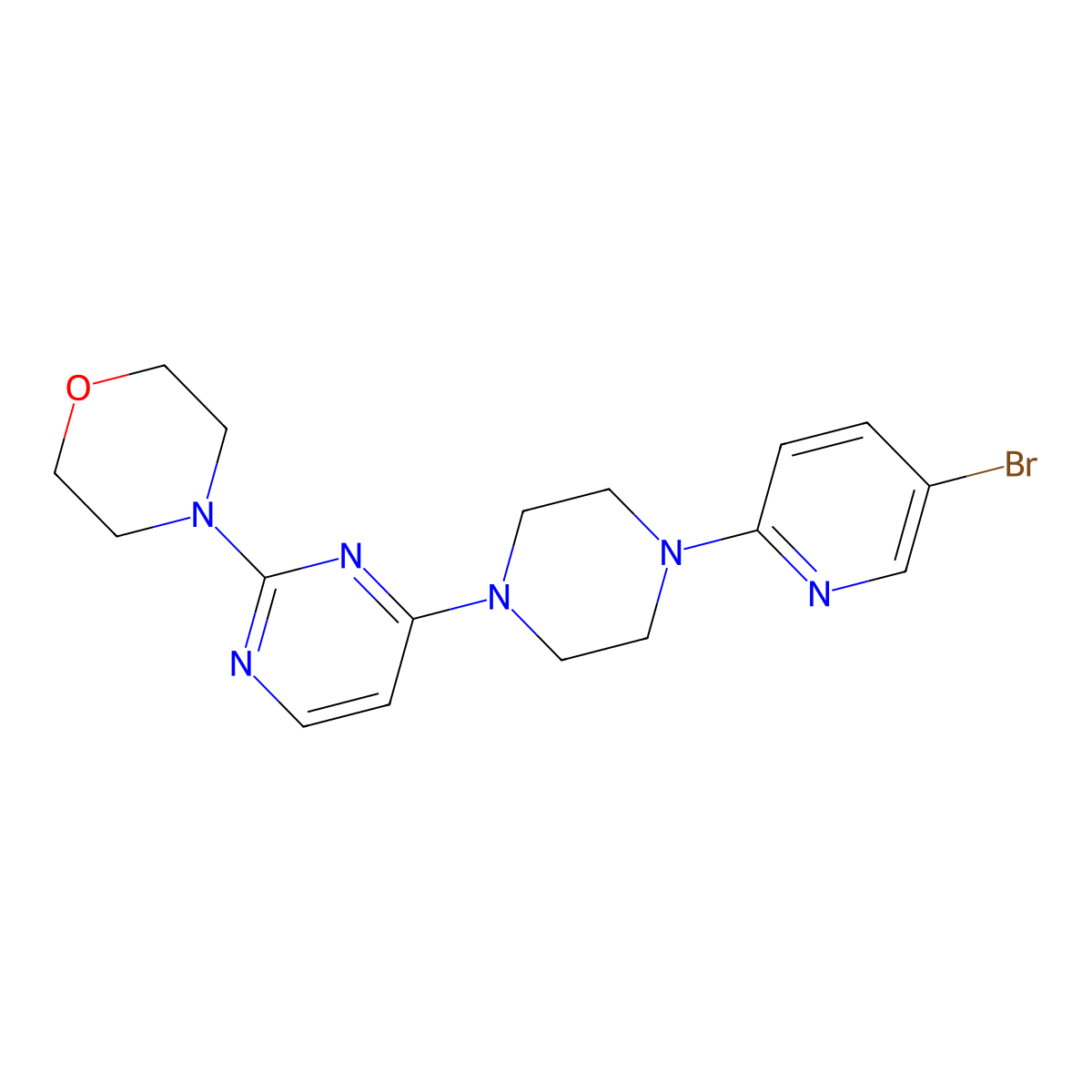 4-{4-[4-(5-Bromopyridin-2-yl)piperazin-1-yl]pyrimidin-2-yl}morpholine molecular structure, CAS 2877719-57-6