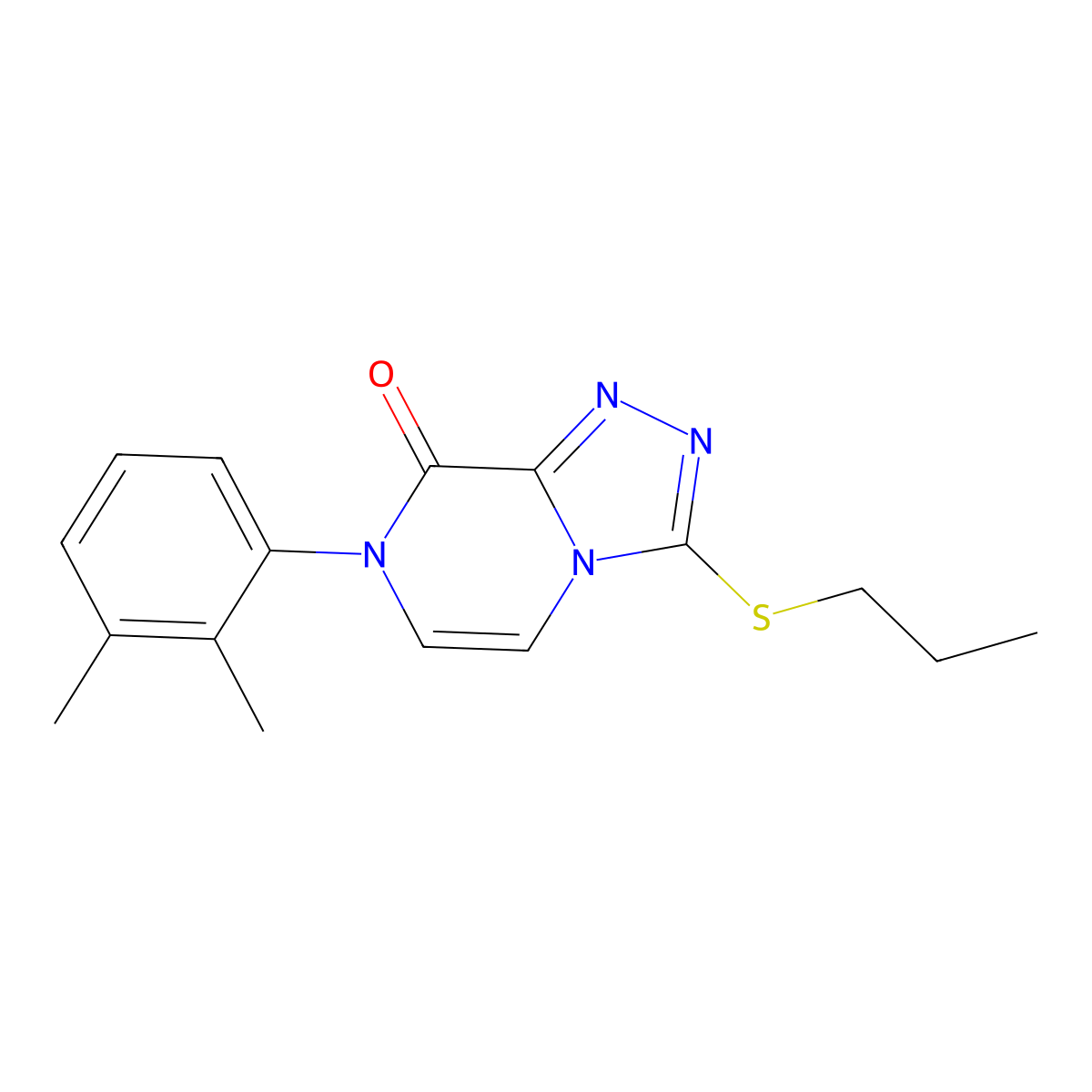 7-(2,3-dimethylphenyl)-3-(propylsulfanyl)-7H,8H-[1,2,4]triazolo[4,3-a]pyrazin-8-one molecular structure, CAS 2877719-63-4