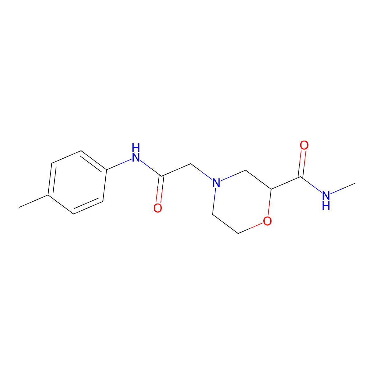 N-methyl-4-{[(4-methylphenyl)carbamoyl]methyl}morpholine-2-carboxamide molecular structure, CAS 2877719-75-8