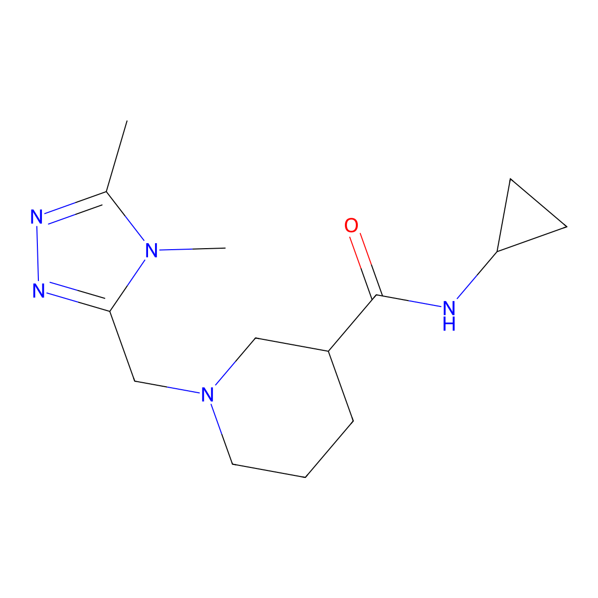 N-cyclopropyl-1-[(4,5-dimethyl-4H-1,2,4-triazol-3-yl)methyl]piperidine-3-carboxamide molecular structure, CAS 2877720-31-3