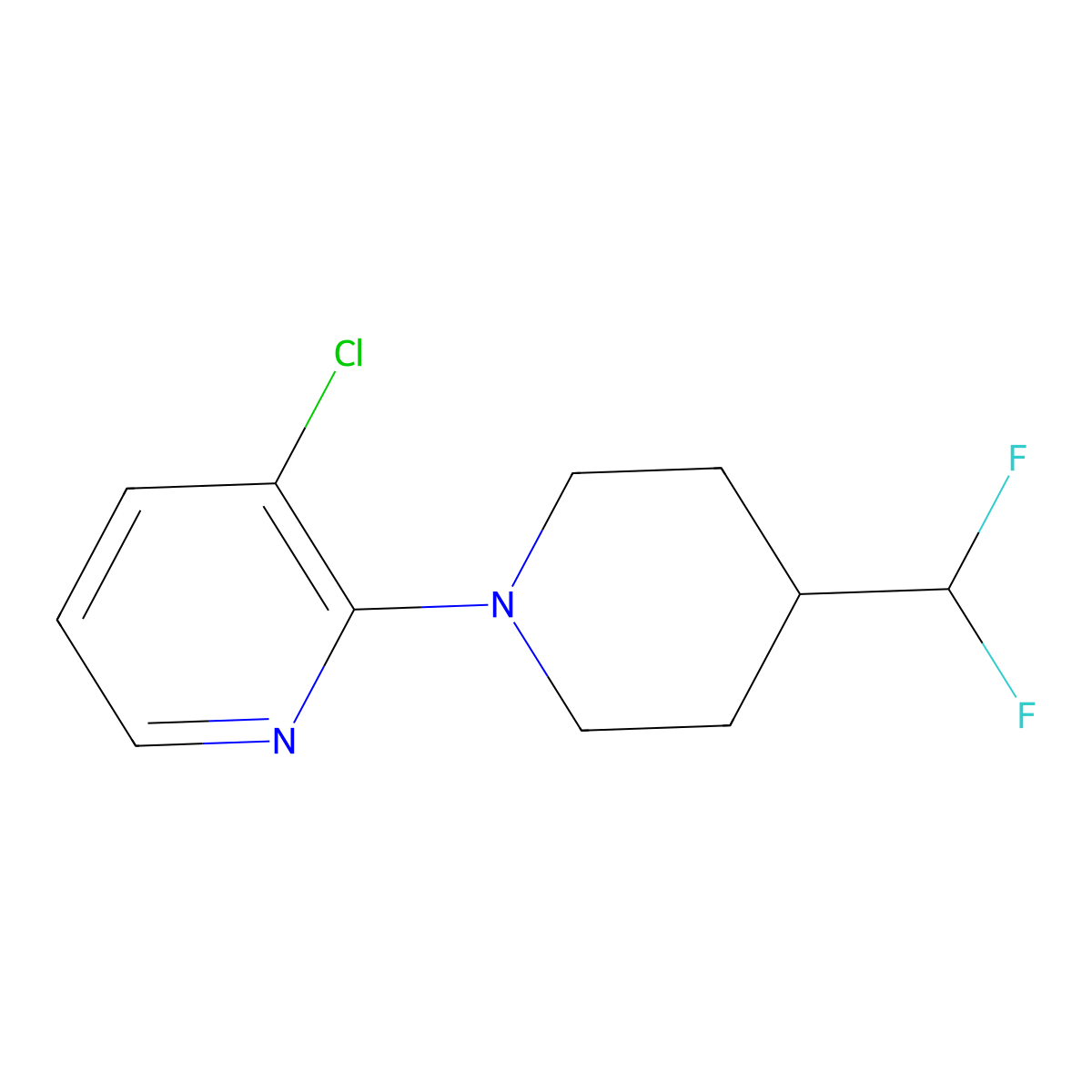 3-Chloro-2-[4-(difluoromethyl)piperidin-1-yl]pyridine molecular structure, CAS 2877720-33-5