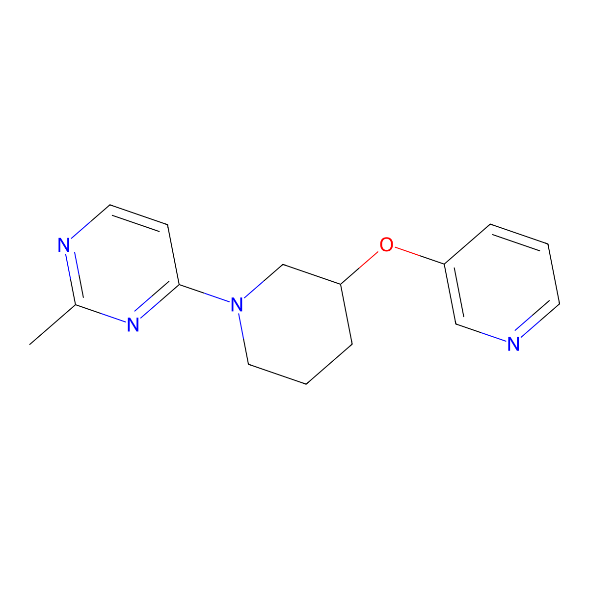 2-Methyl-4-[3-(pyridin-3-yloxy)piperidin-1-yl]pyrimidine molecular structure, CAS 2877720-36-8