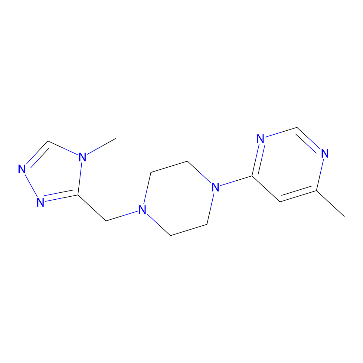 4-methyl-6-{4-[(4-methyl-4H-1,2,4-triazol-3-yl)methyl]piperazin-1-yl}pyrimidine molecular structure, CAS 2877720-38-0