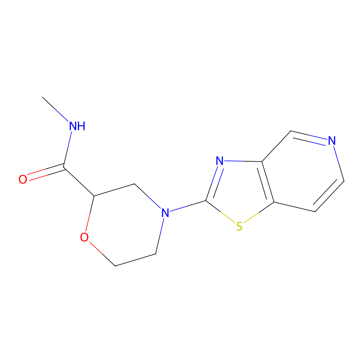 N-methyl-4-{[1,3]thiazolo[4,5-c]pyridin-2-yl}morpholine-2-carboxamide molecular structure, CAS 2877720-43-7